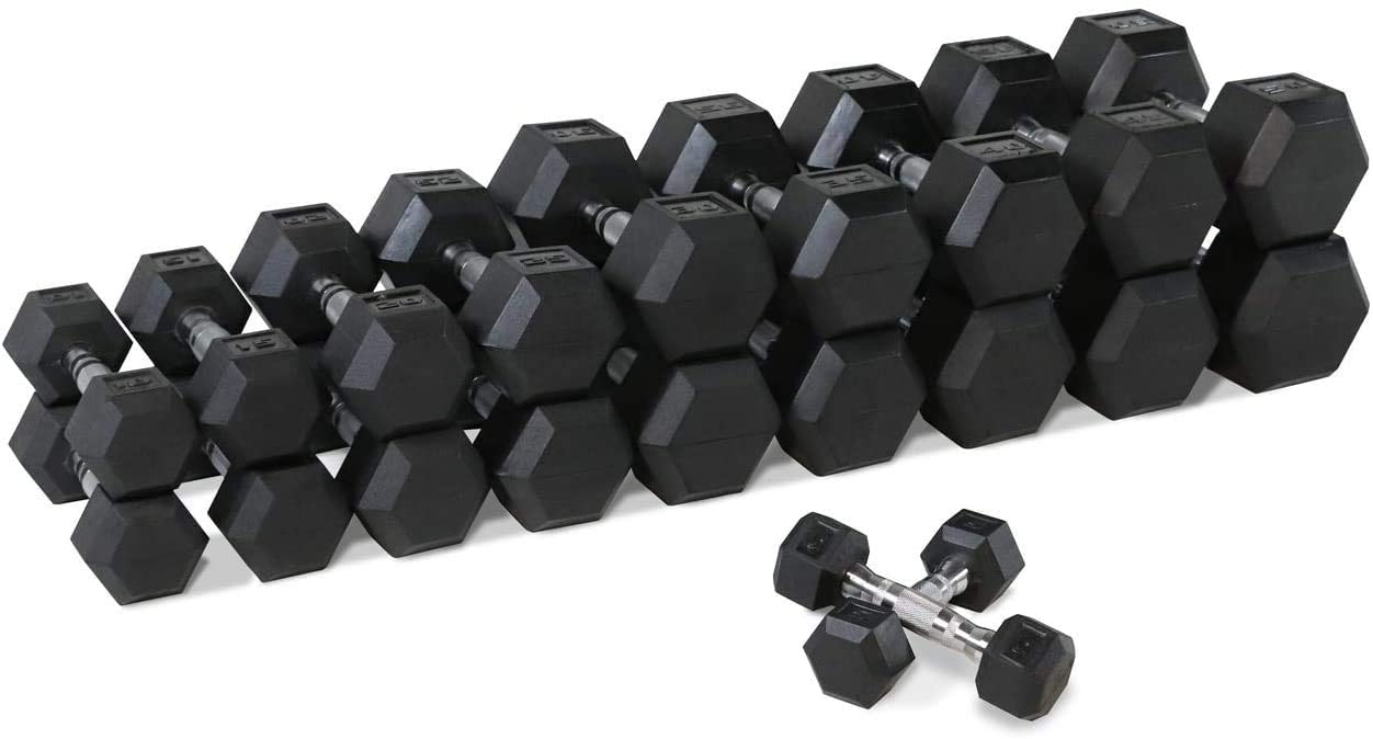 Miracle Fitness Rubber Hexagonal Dumbbells, 2.5 to 25 Kg Pair