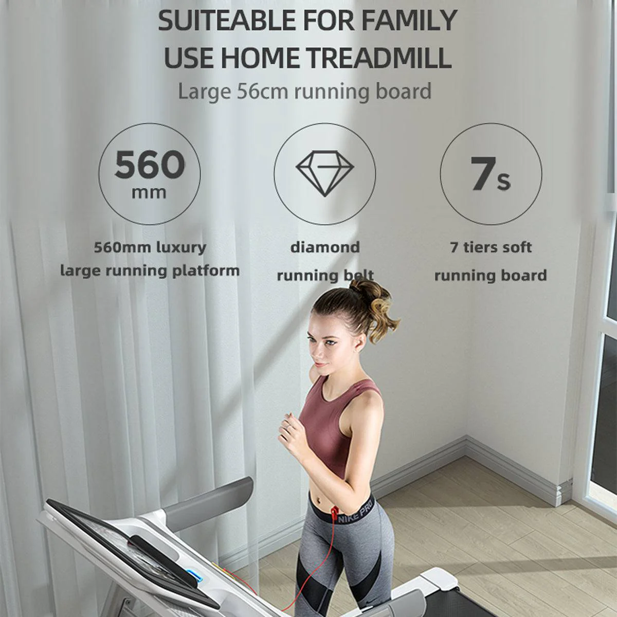 Miracle Foldable Treadmill with 10.1" Touch Display - Quiet Motor, Spacious Running Area