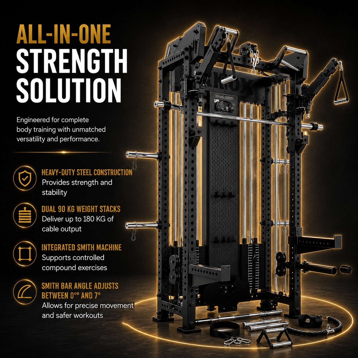 Axox Fitness R7 Pro Functional Trainer with Adjustable Bench