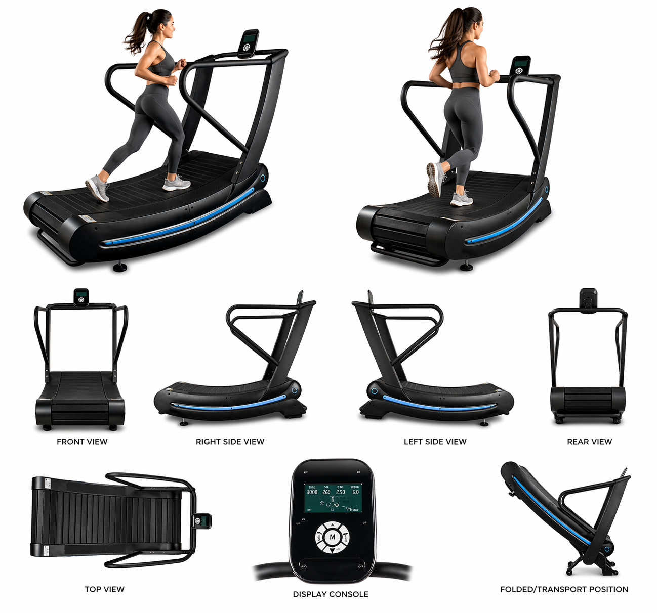 Miracle Fitness Self Generating Premium Curve Treadmill Black XZ8003