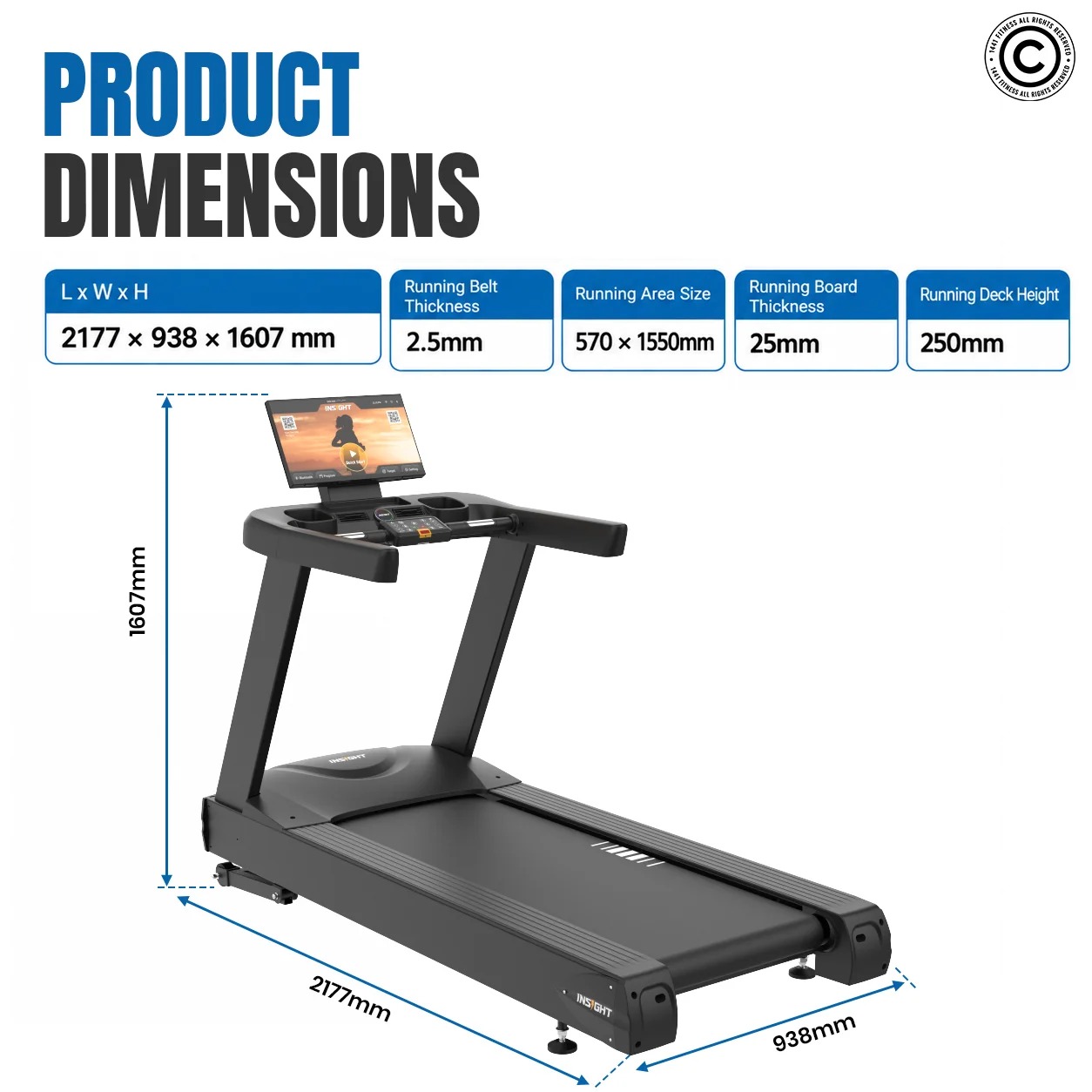 Insight Fitness Commercial Treadmill with LCD Screen - CT70