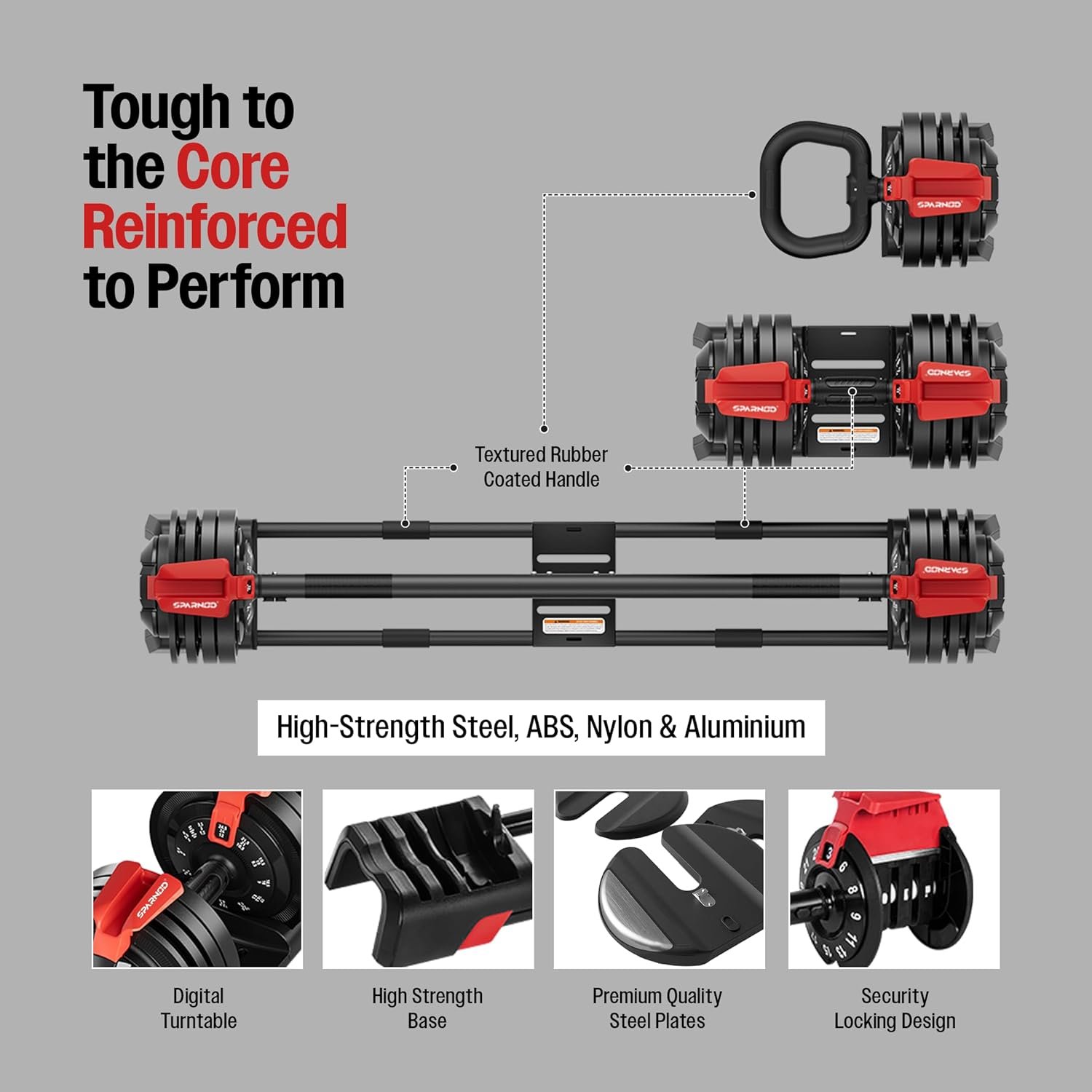 Body Strong Fitness SAD-25 Adjustable 3-in-1 Dumbbell Set,3–24kg