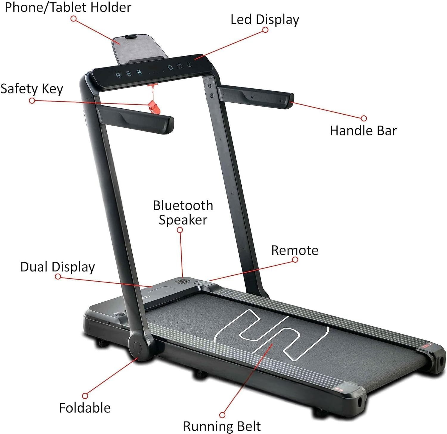 SPF Fitness Ultra Slim 2-in-1 Foldable Home Use Treadmill and Walking Pad