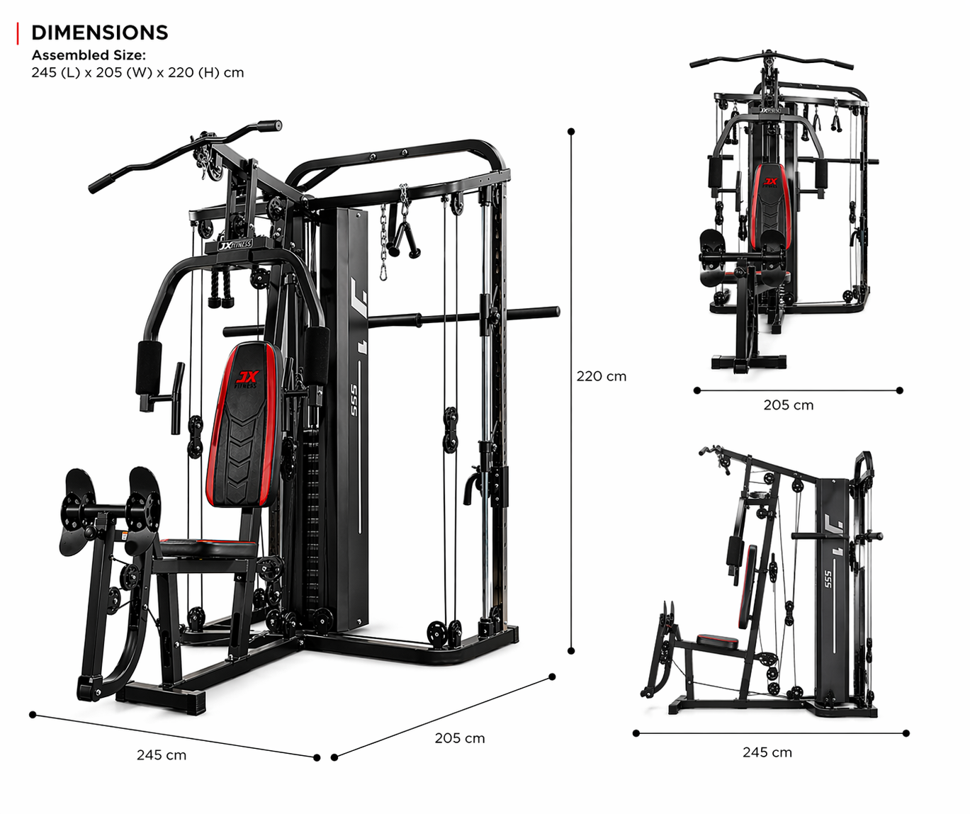 JX Fitness Multifunctional Home Gym with Smith bar & Cable crossover - JX-925