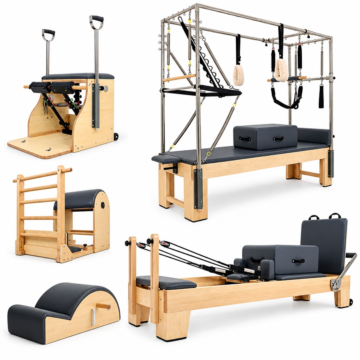 Body Strong MAX Pilates Reformer Combo Set of 5 – Maple Wood