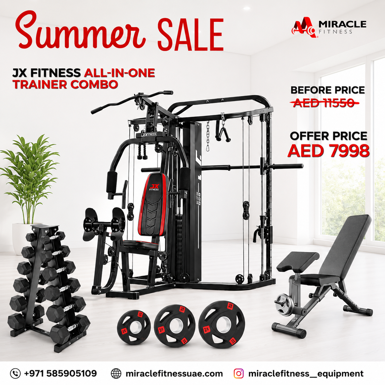 JX Fitness All in One Functional Trainer Combo Set