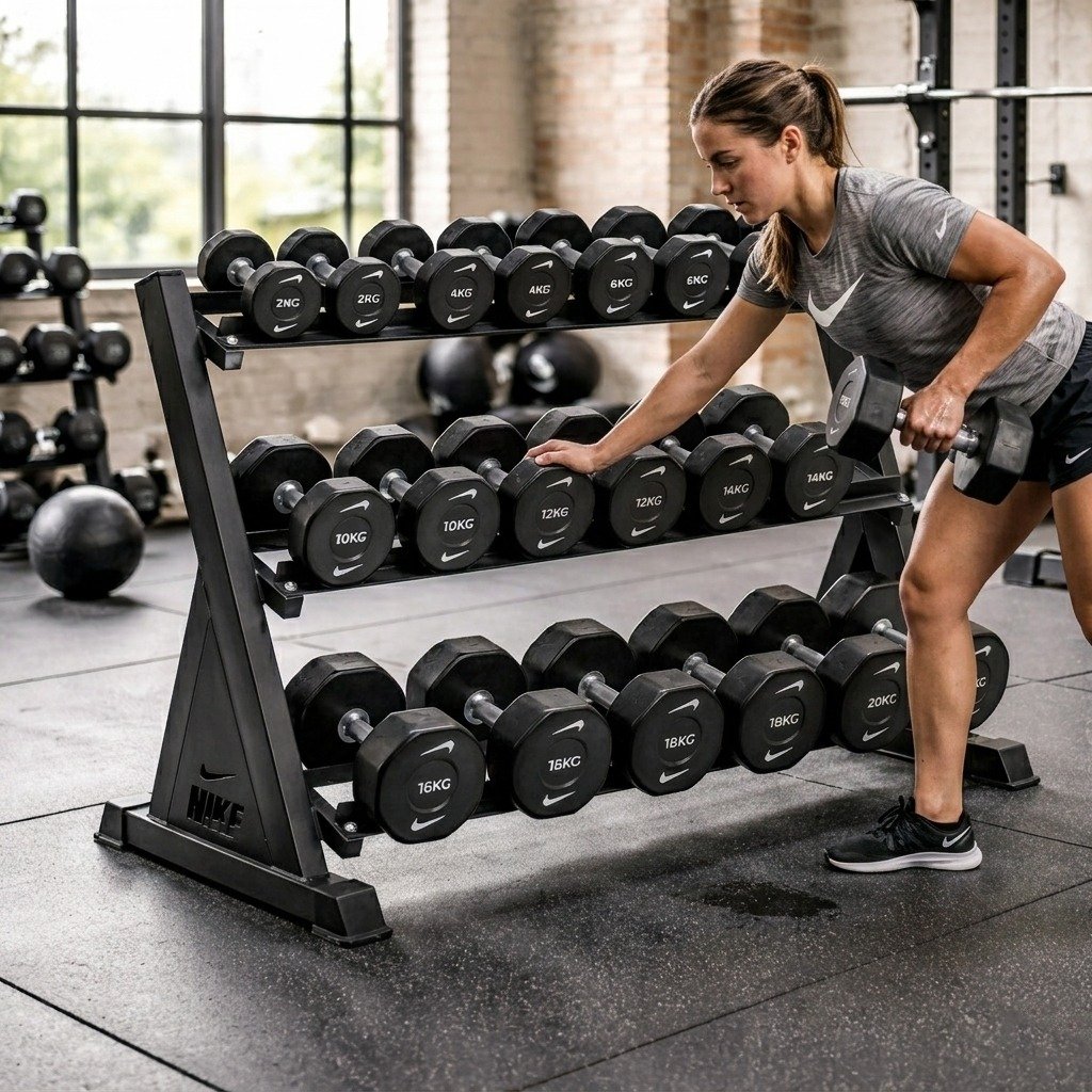 Nike Strength Premium Urethane Pro Dumbbell Set 2-20 kg With 3-Tier Rack |Bundle