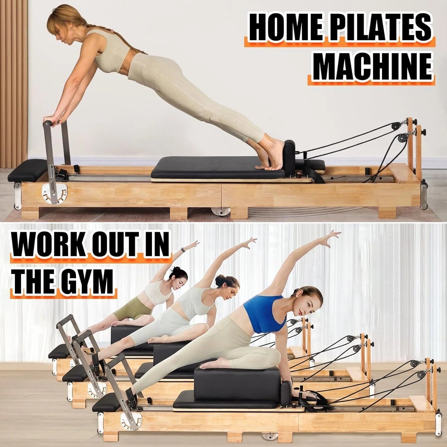 COOL SSZ Folding Pilates Reformer Solid Wood with Core Bed