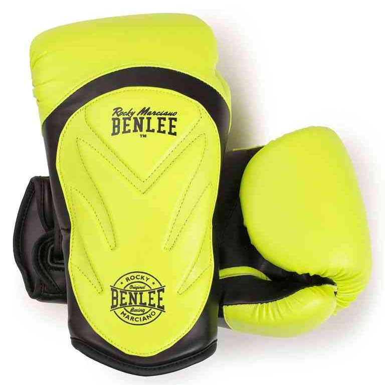 Benlee 12 Oz Artificial Leather Boxing Gloves, Neon Yellow