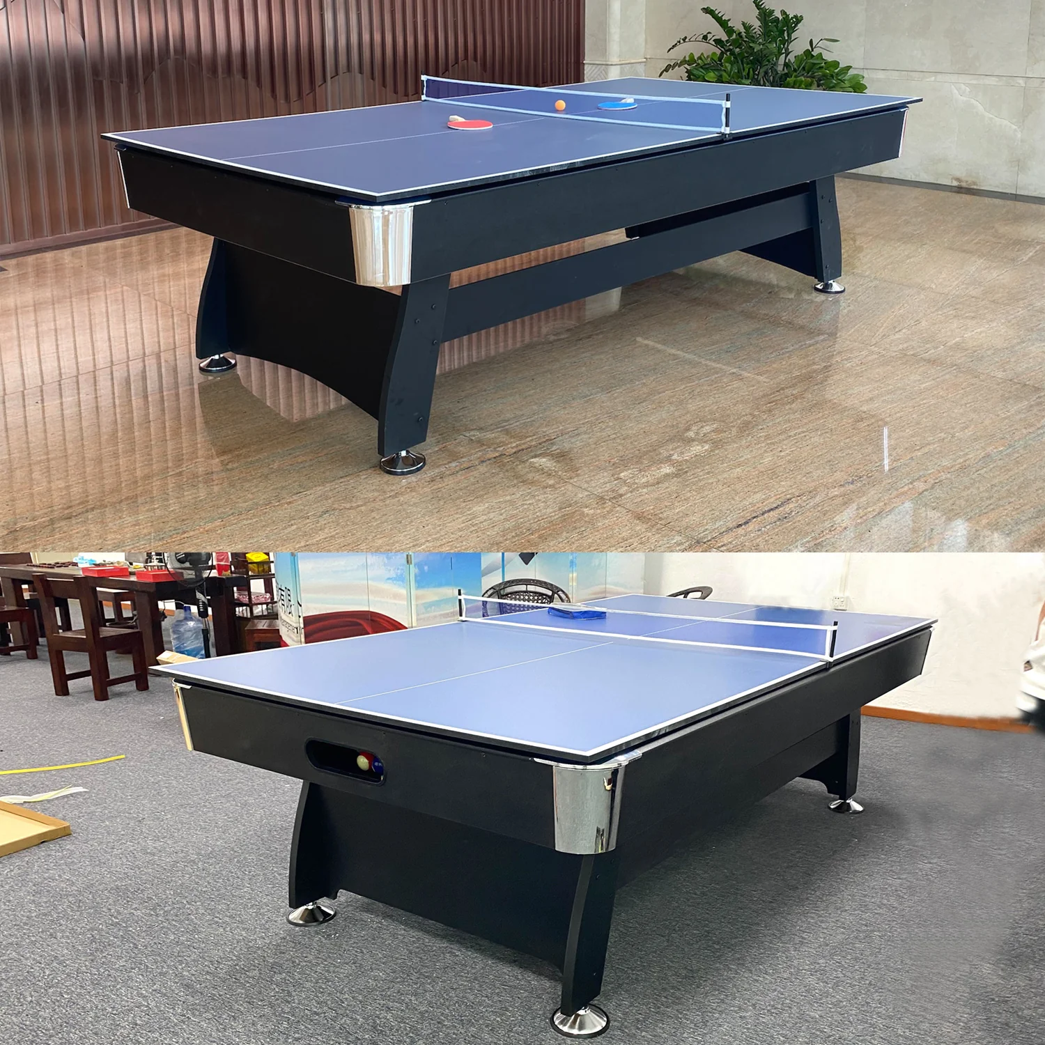 Miracle Fitness 7ft 3 IN 1 Billiard Pool Tables with Ping Pong Dining Table Convertible