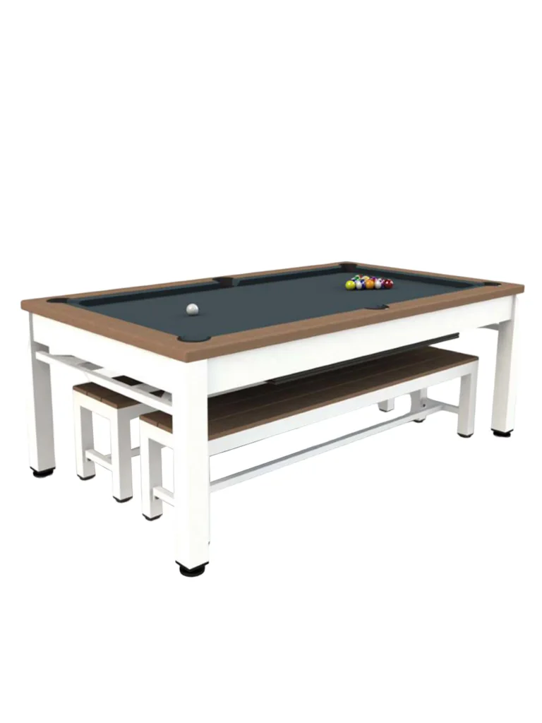 Riley England Neptune Outdoor Pool Table With Benches and Tabletop | 7 FT