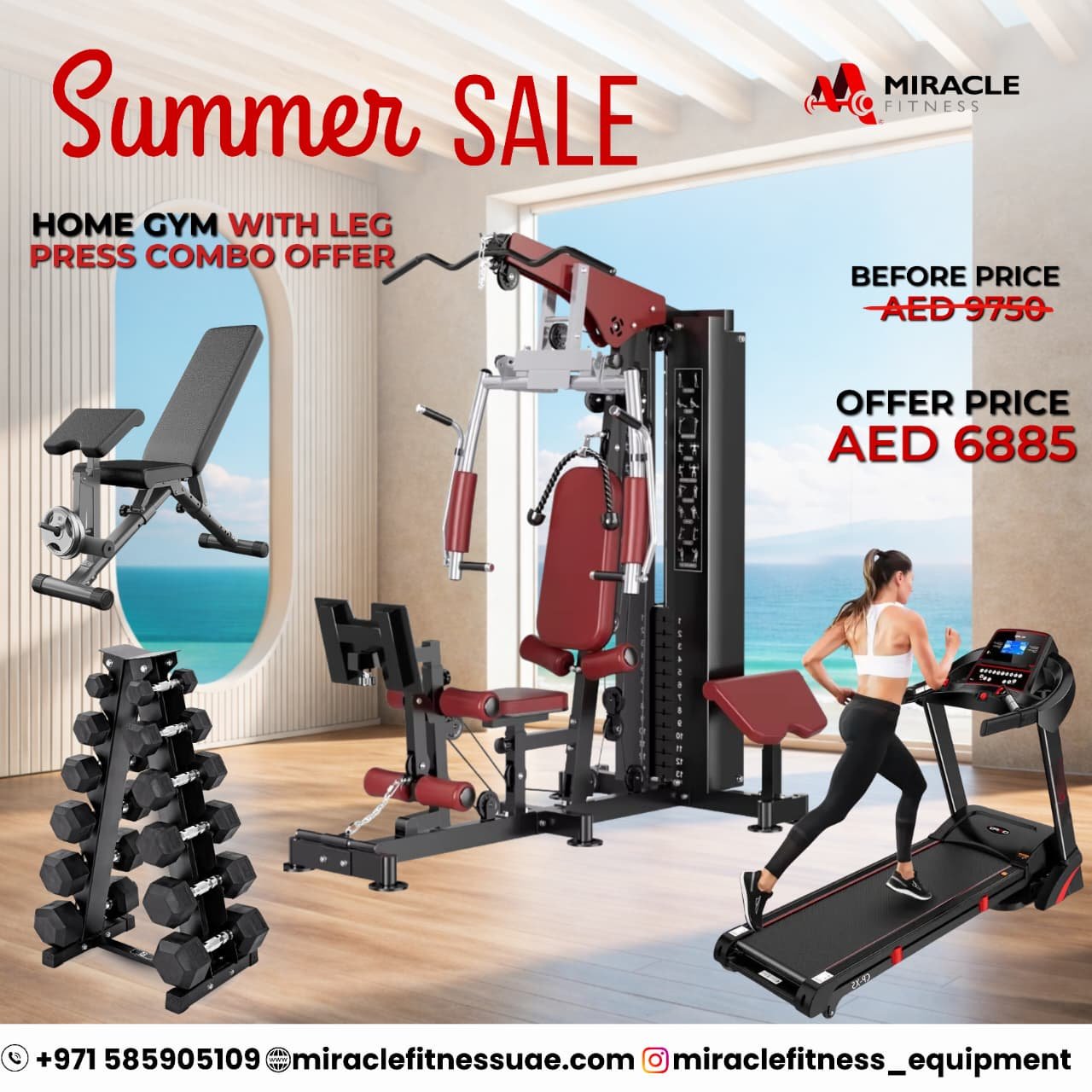 Miracle Fitness Home Gym Equipment with Leg Press Combo