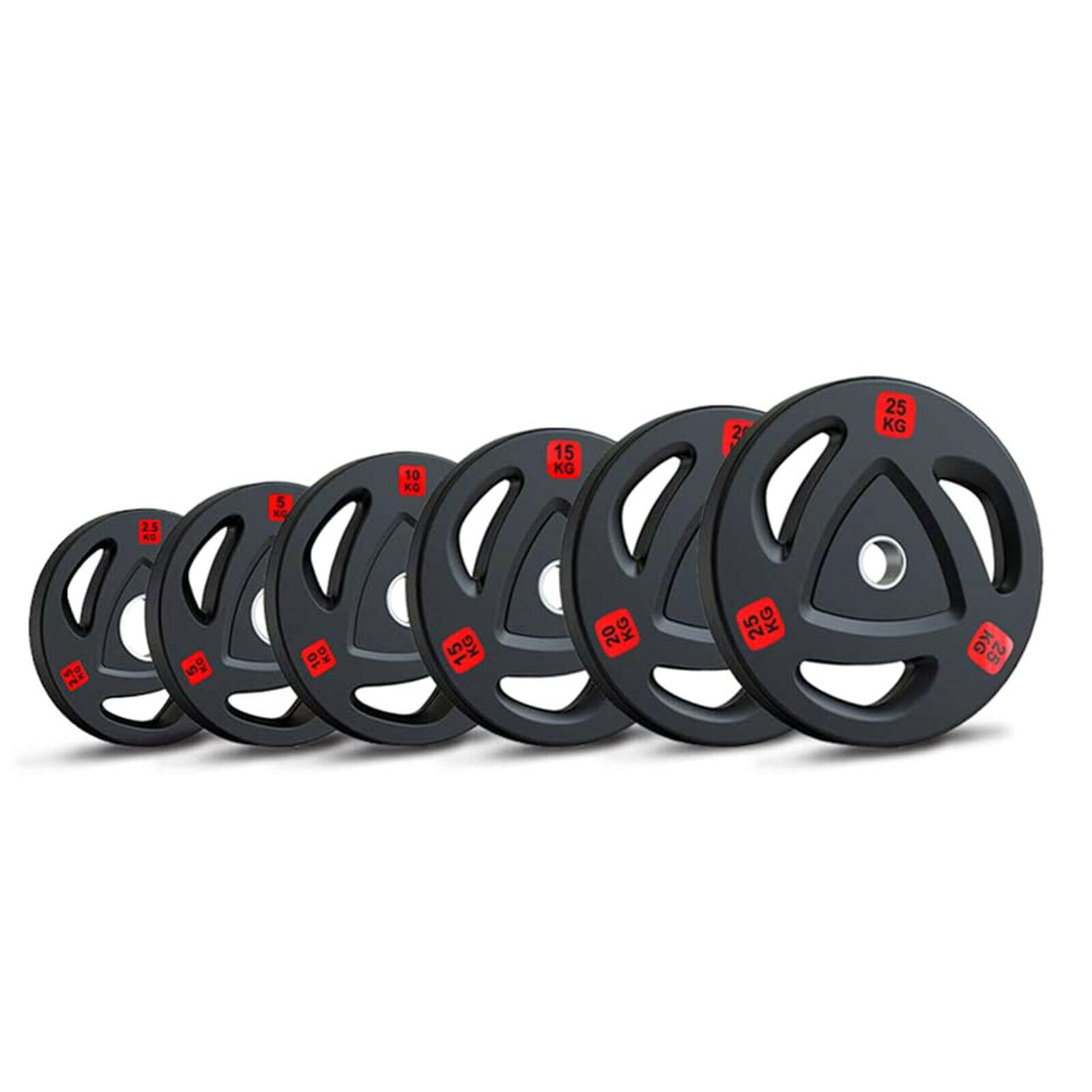 Miracle Fitness Tri-Grip Olympic Rubber Plates 2.5 Kg to 25 Kg