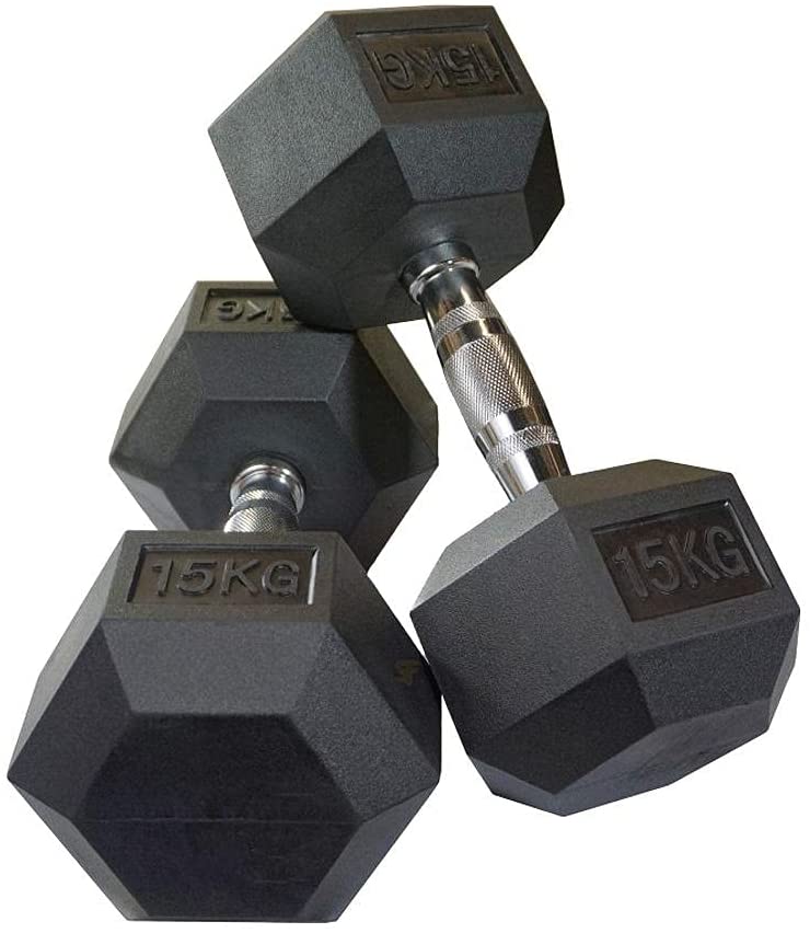 Miracle Fitness Hex Rubber Dumbbell 17.5KG Pair