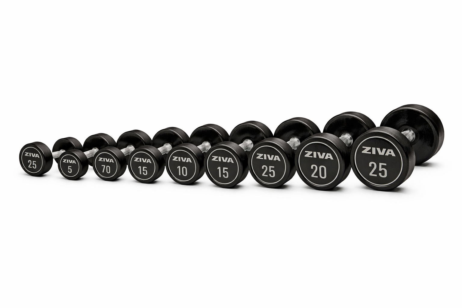 ZIVA Performance Virgin Rubber Dumbbell Set 2.5-25kg