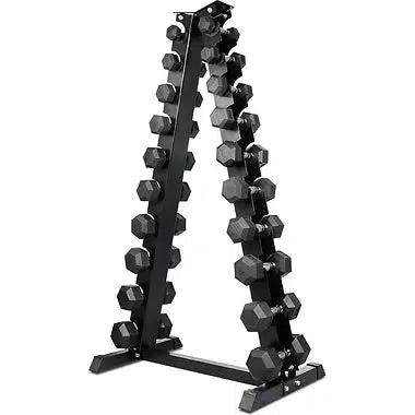 HEX DUMBBELL SET 1 KG TO 10 KG WITH VERTICAL DUMBBELL RACK ( 10 PAIRS)
