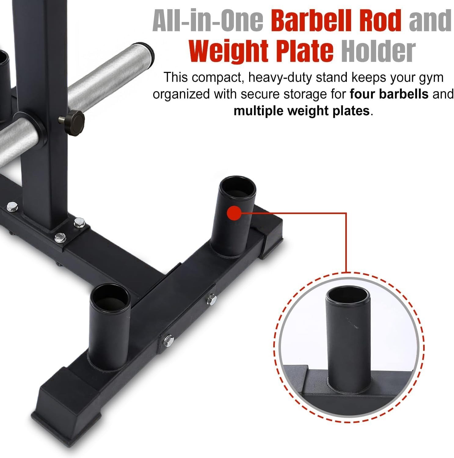 Miracle Fitness 3 Tier Olympic Plate Tree With 4 Bar Holder