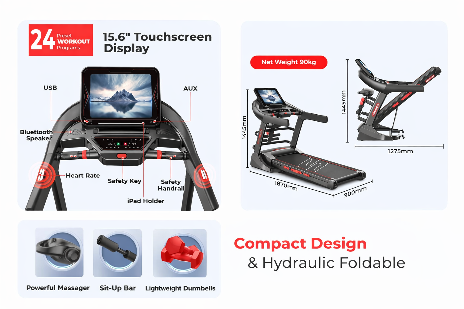 SPF Fitness Treadmill for Home Use | 7HP Peak DC Motor