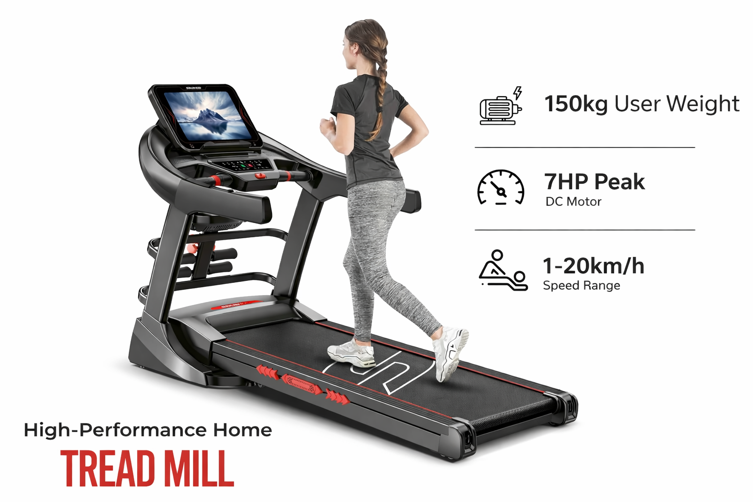 SPF Fitness Treadmill for Home Use | 7HP Peak DC Motor