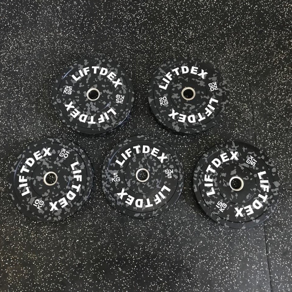 Liftdex 3D Camo Fleck Rubber Bumper Plate - Black + Grey Camo| 5Kg - 25Kg