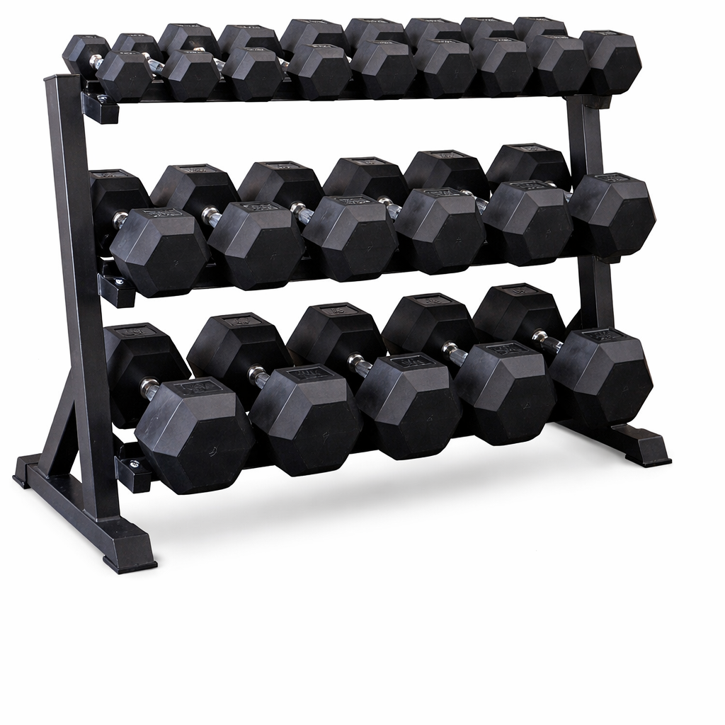 Miracle FItness Hex Dumbbell 2.5Kg to 25Kg Pair with Rack