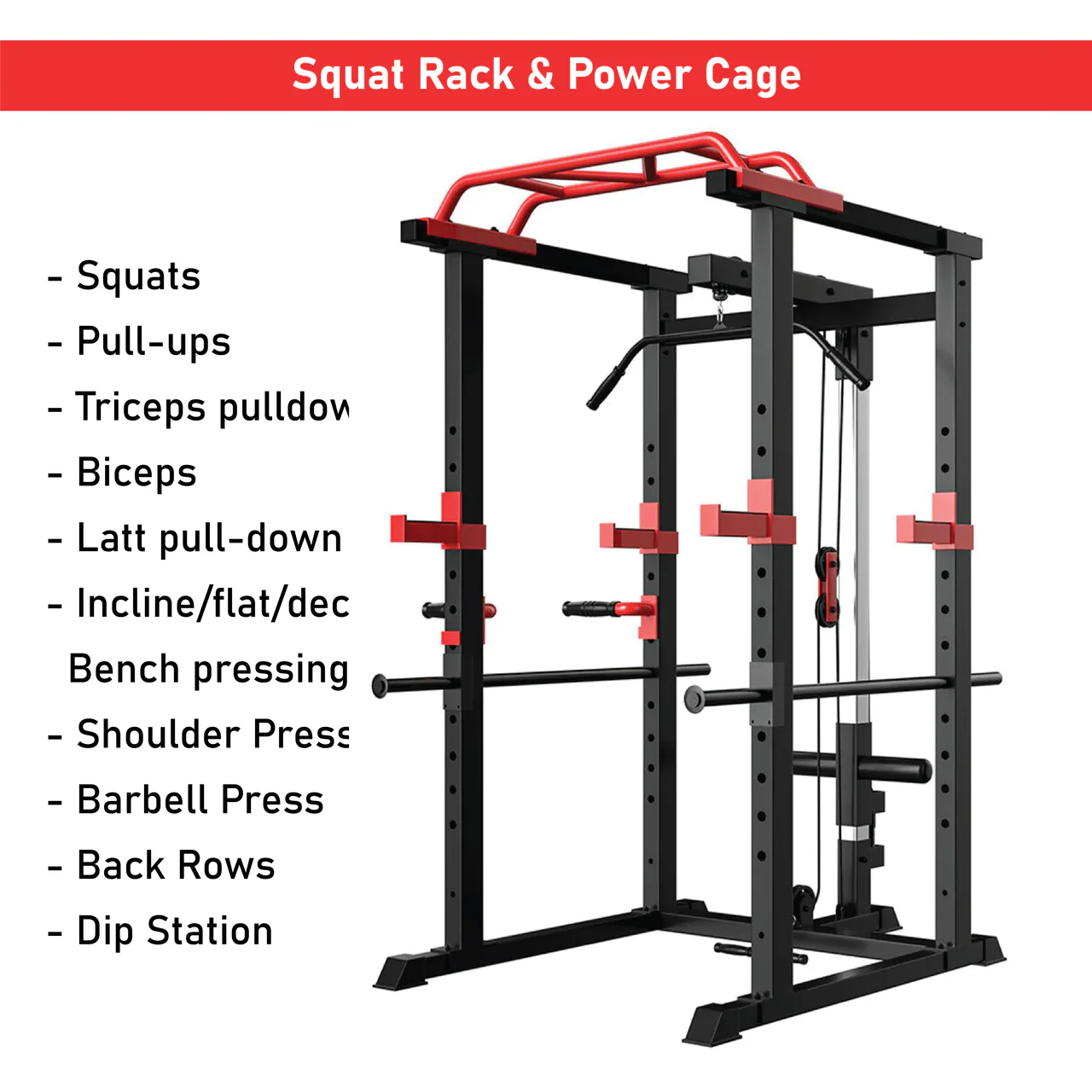 Body Strong Squat Rack With Lat Pull down