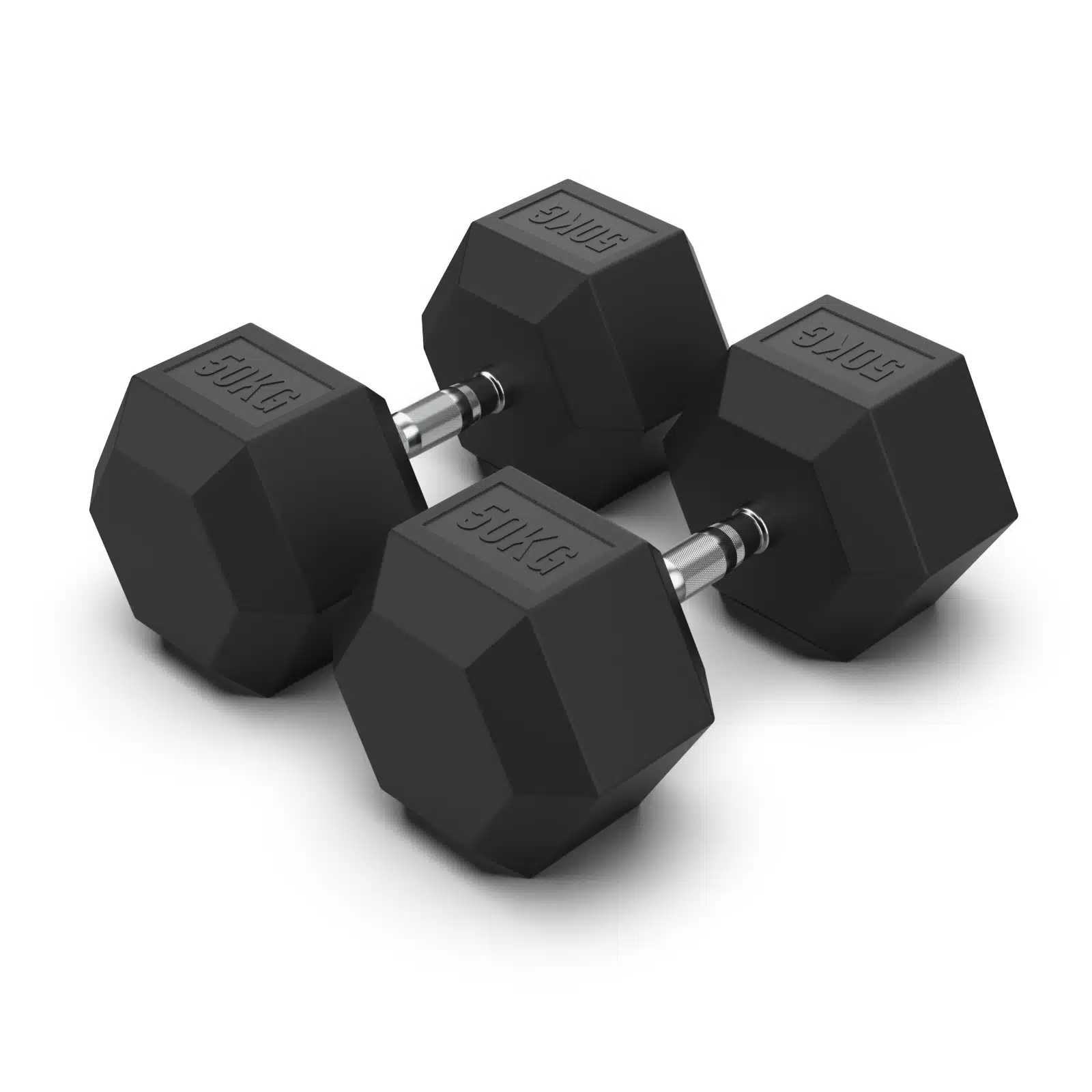 HEX DUMBBELL 50 KG WITH CHROME HANDLE- BEST GYM EQUIPMENT FOR SALE