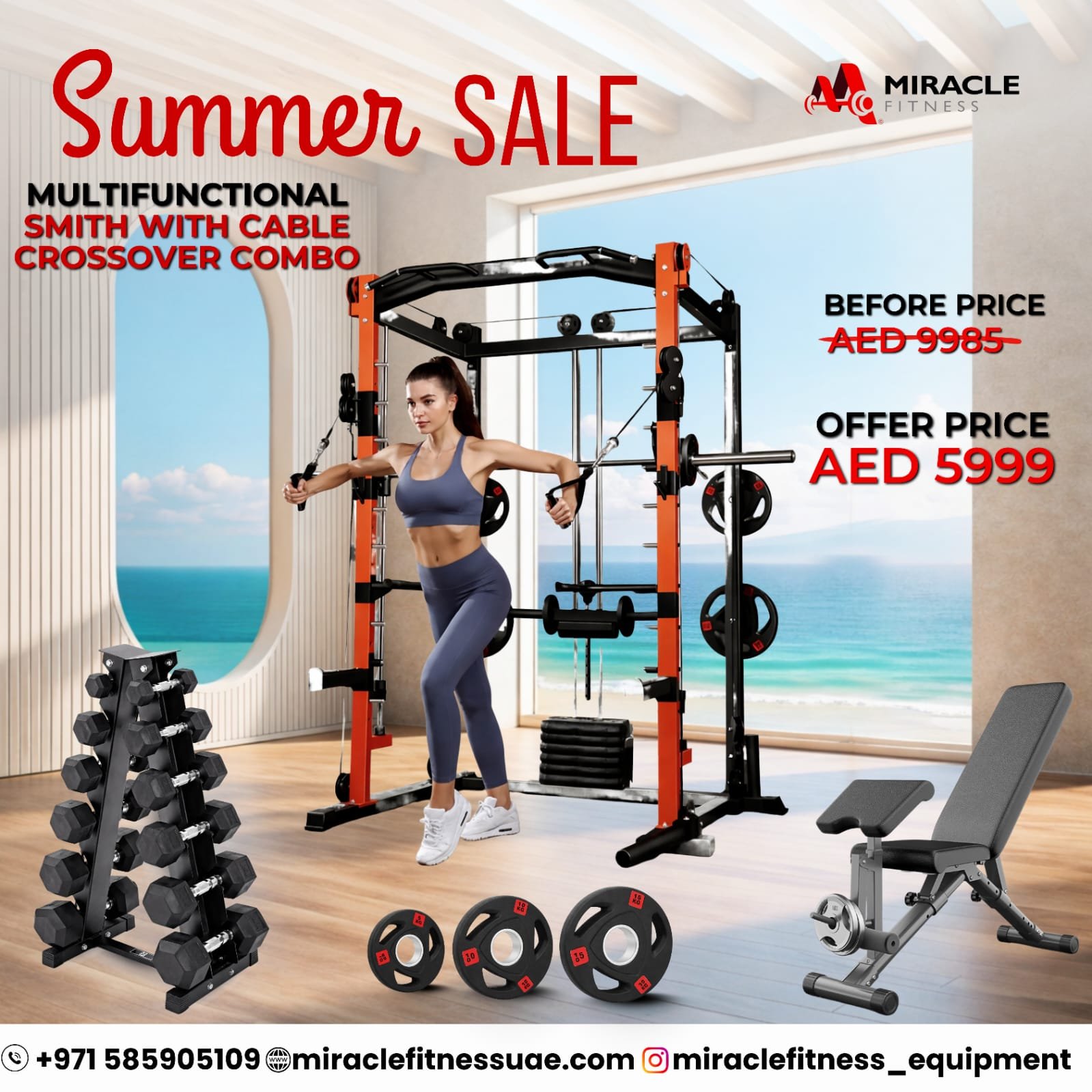 Miracle Fitness All in One Smith Multifunctional Trainer Combo Set