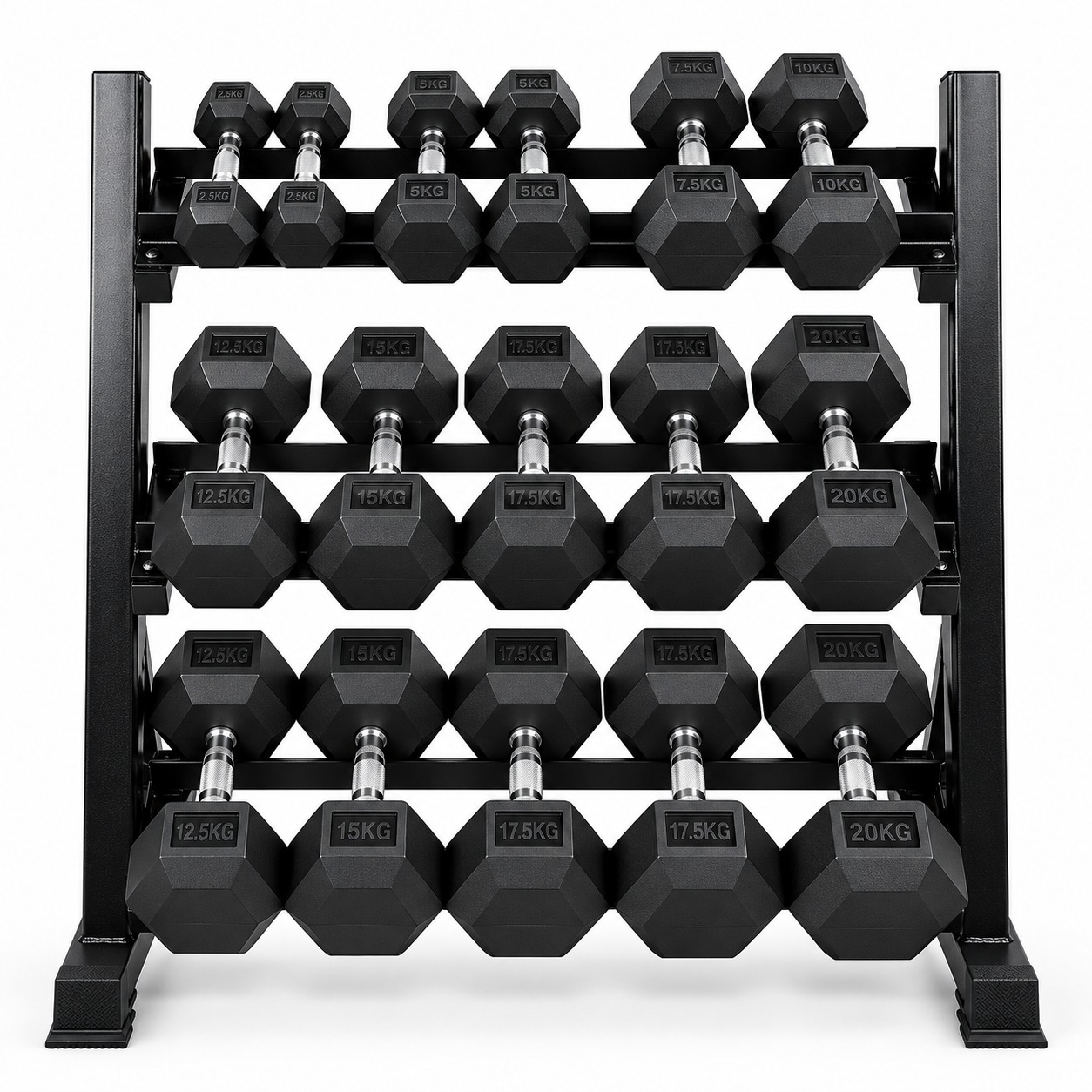 Miracle Fitness Hex Dumbbell Set With Dumbbell Rack / 2.5kg to 20kg with Rack