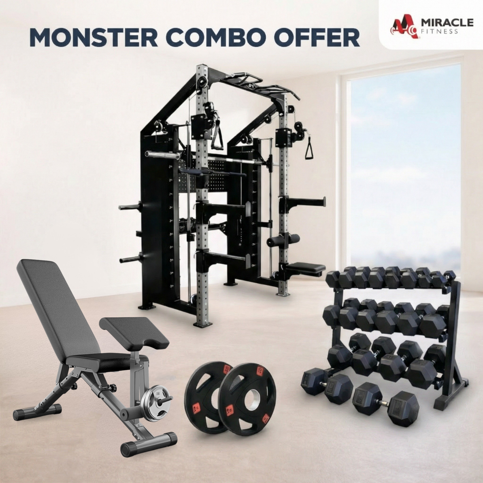 Monster All in One Home Gym Functional Trainer with Smith Combo