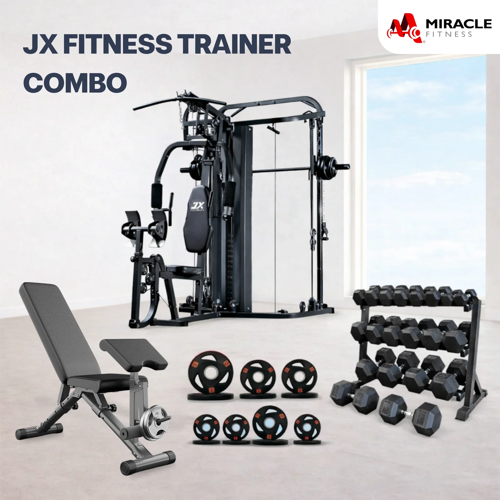 JX Fitness All in One Home Gym Combo Set