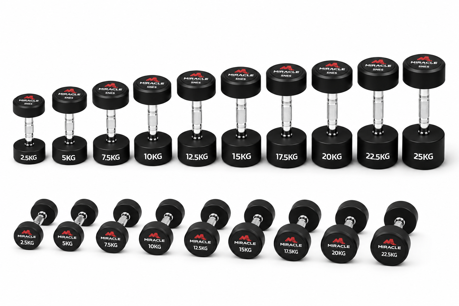 Miracle Fitness Premium Round Dumbbell Full Set 2.5Kg to 25Kg