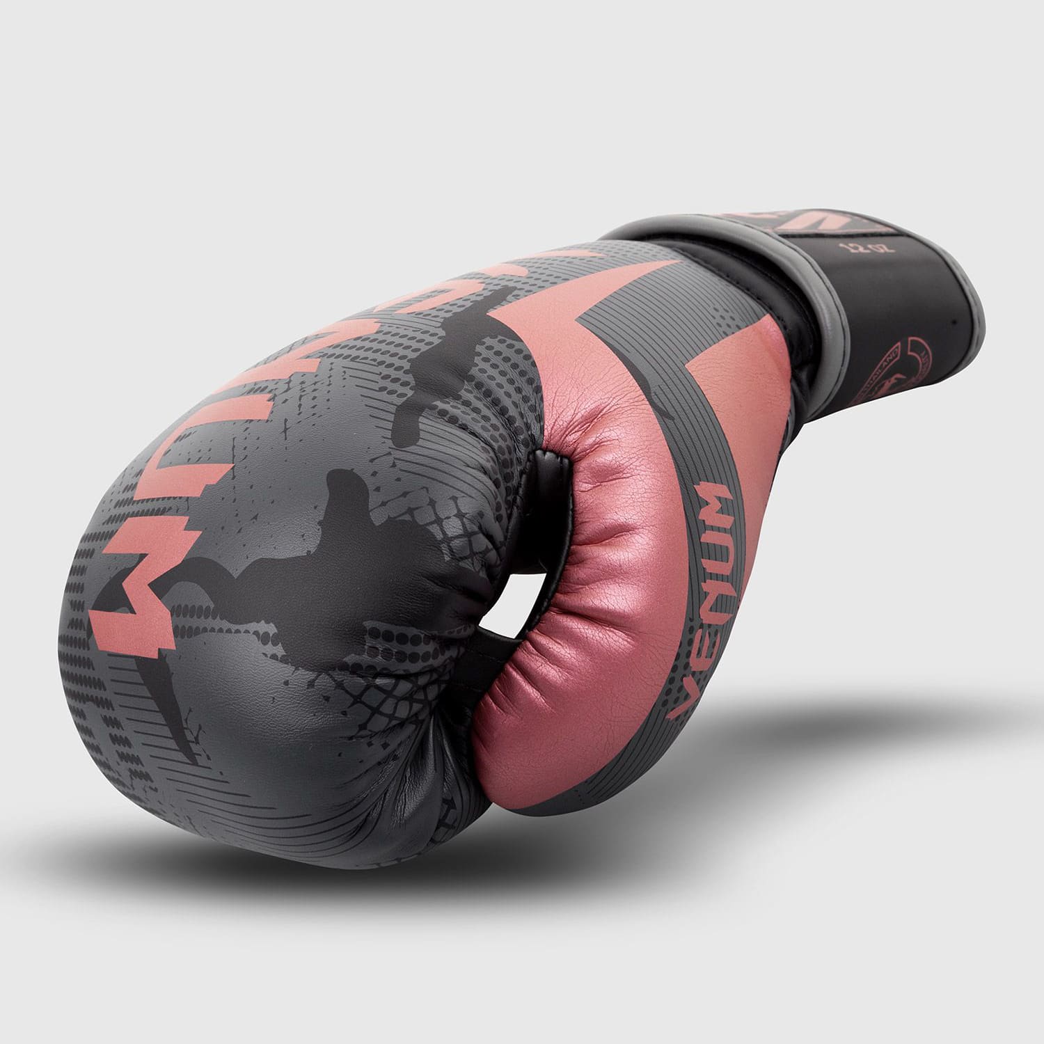 Venum 16 Oz Elite Boxing Gloves, Black/Pink Gold