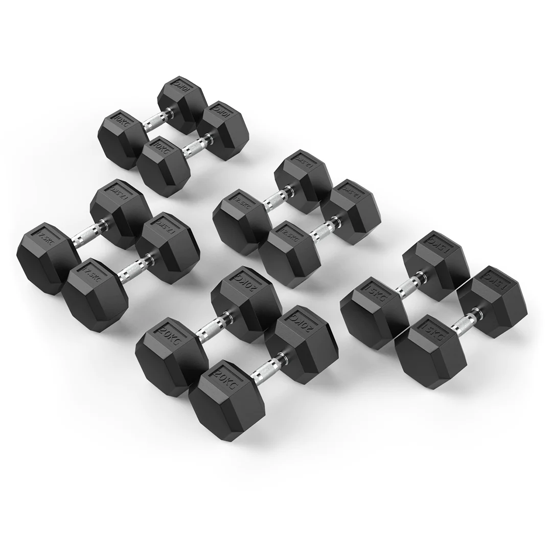 HEX DUMBBELL SET – 2.5 TO 20 KG – 8 PAIRS/ MIRACLE FITNESS