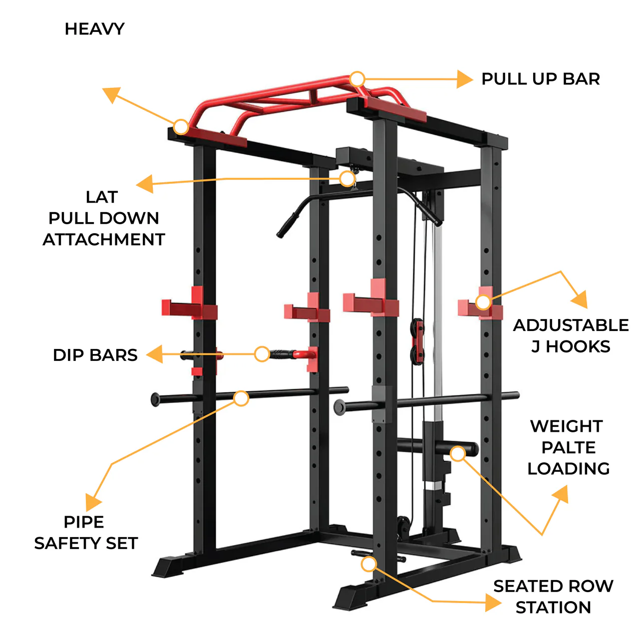 Body Strong Squat Rack With Lat Pull down