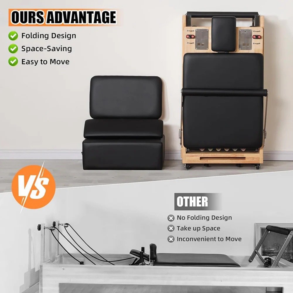 COOL SSZ Folding Pilates Reformer Solid Wood with Core Bed