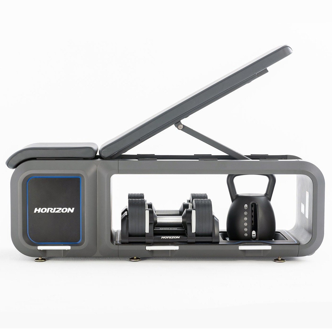 Horizon Fitness All-in-One Adjustable Bench with Dumbbells & Kettlebell