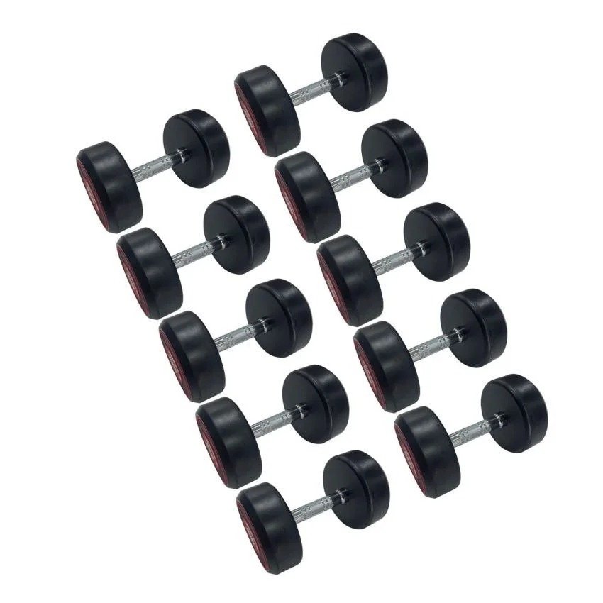 TA Sport Round Rubber Dumbbell Set – 2.5kg to 30kg (12 Pair)