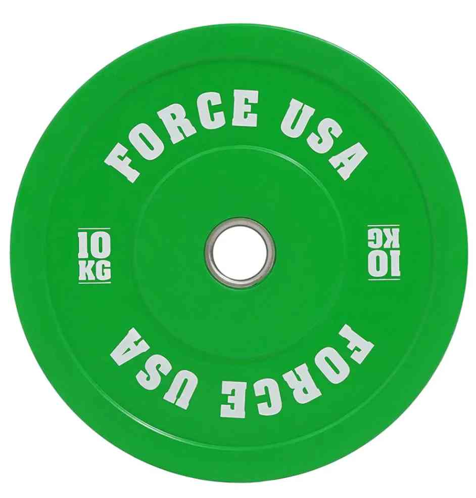 Force USA Pro Grade Coloured Bumper Plates (Sold Individually), 10 Kg