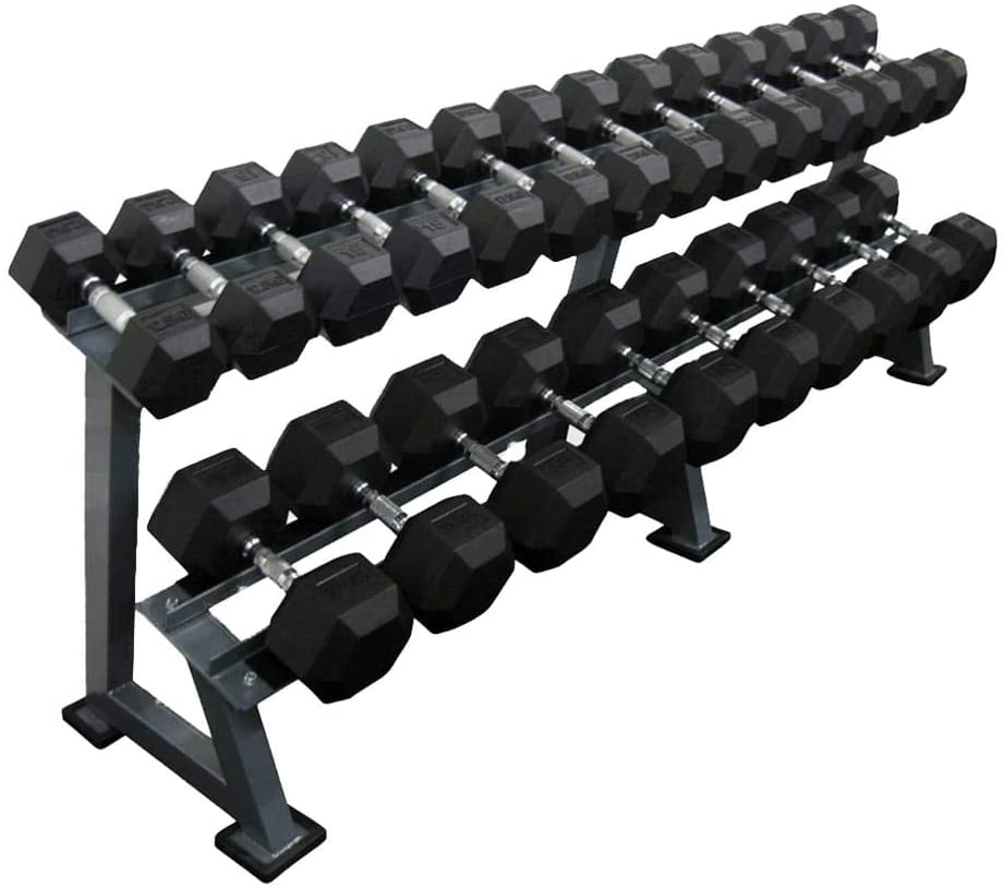 HEX DUMBBELLS SET 2.5KG TO 25KG WITH HEAVY DUTY DUMBBELL RACK/MIRACLE FITNESS