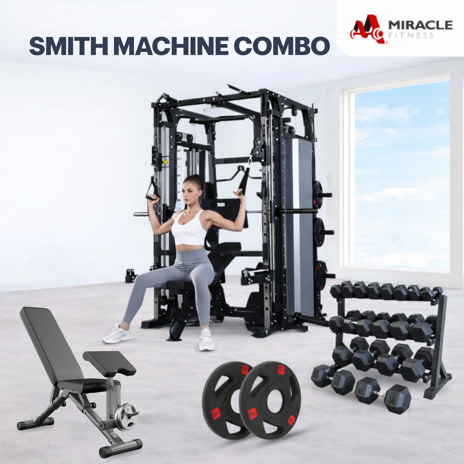 Miracle Fitness All-in-One Functional Trainer with Smith Machine Combo Offer