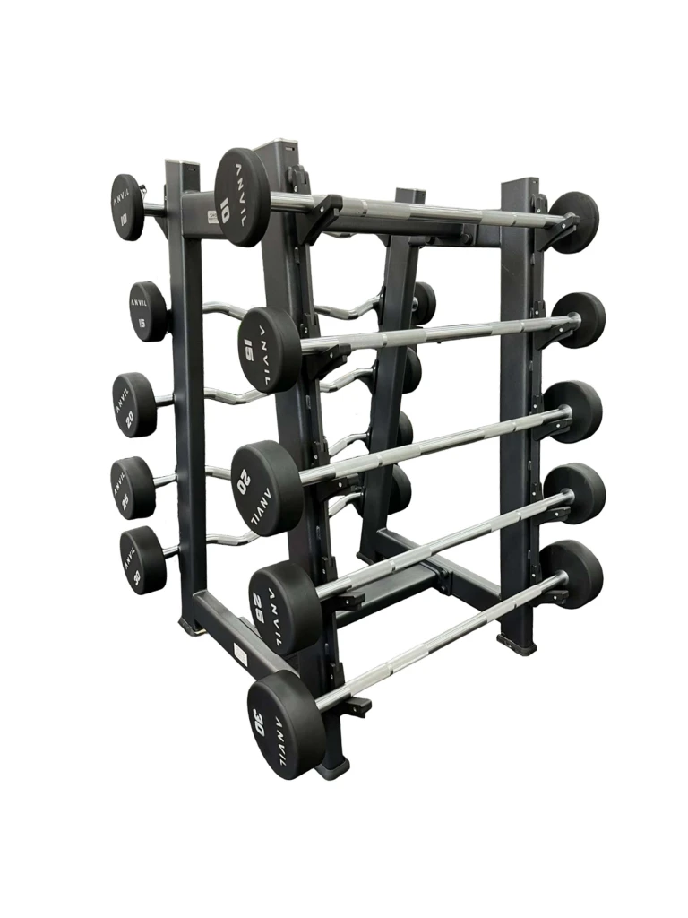 Anvil Fixed Straight & Curl Barbell With Rack