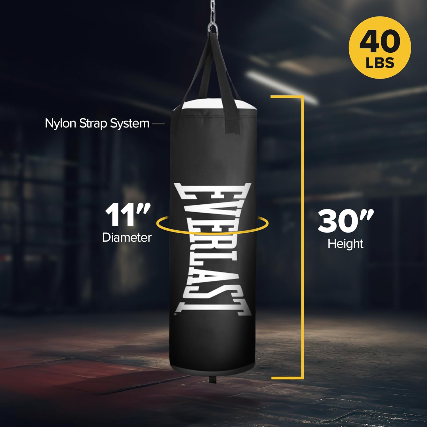Everlast CORE HEAVY BOXING BAG CARBINEER FILLED 40LB BLACK