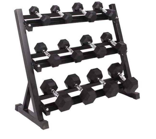 MIRACLE FITNESS HEX DUMBBELL 2.5KG TO 20KG SET WITH DUMBBELL RACK