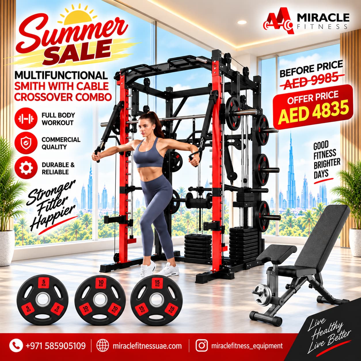 Miracle Fitness All in One Smith Multifunctional Trainer Combo Set