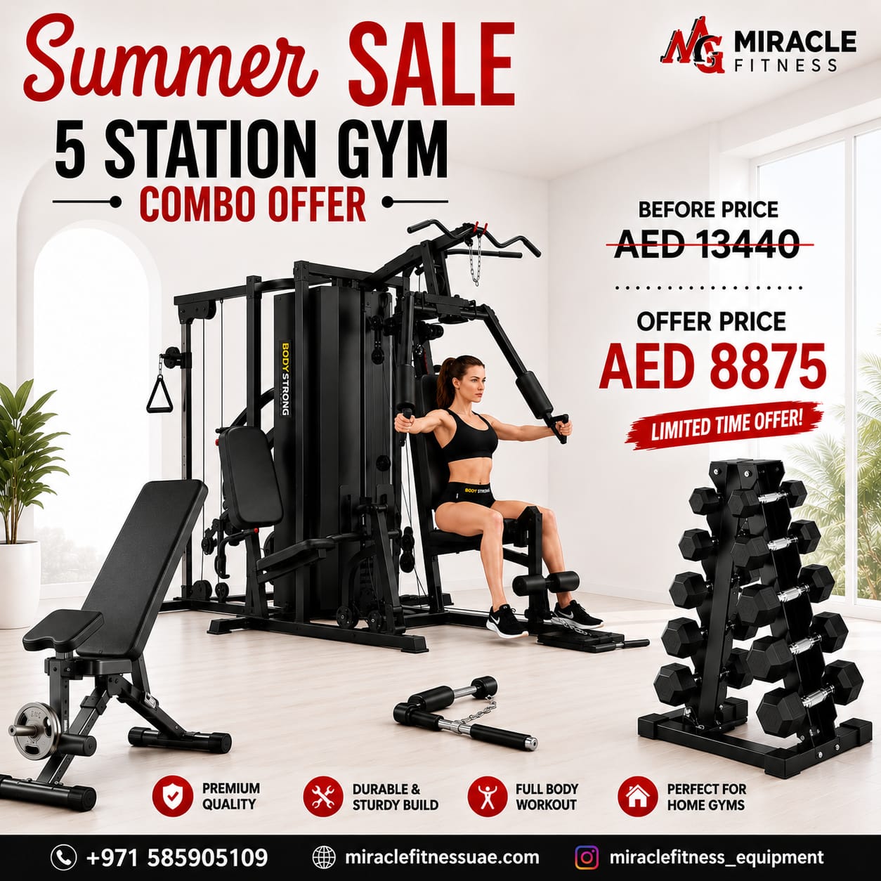 Miracle Fitness 5 Station Multi Home Gym Combo Set