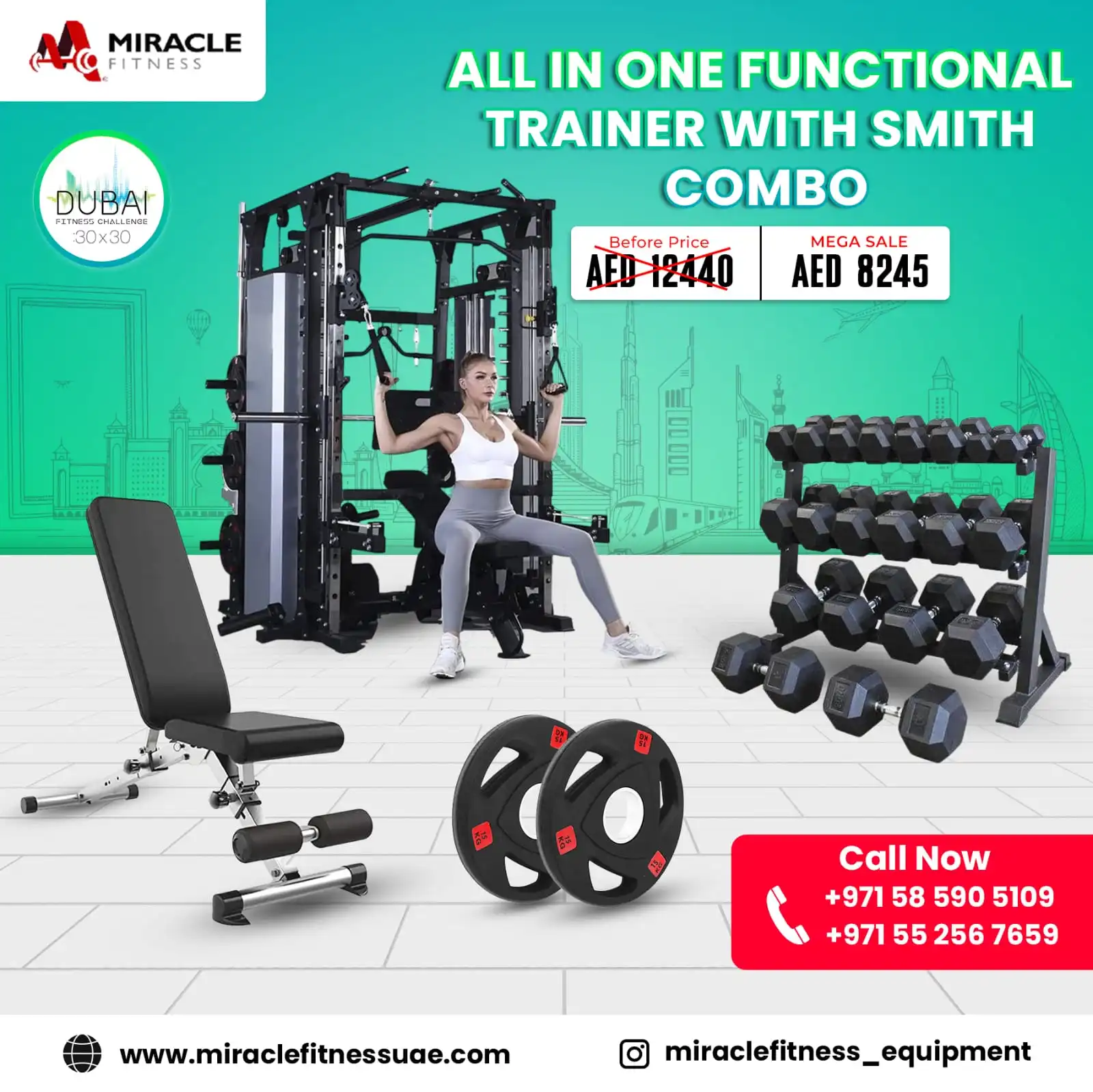 Miracle Fitness All-in-One Functional Trainer with Smith Machine Combo Offer