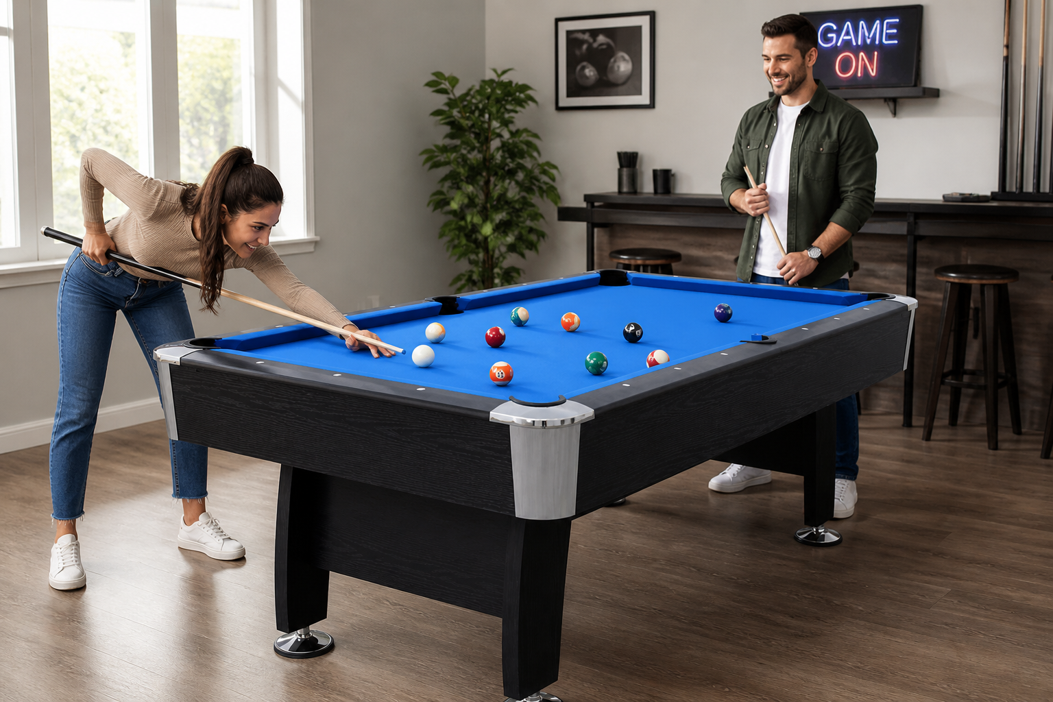 Milano Italy Non K/D 8Ft Billiard Table Es-BT181A58 Blue