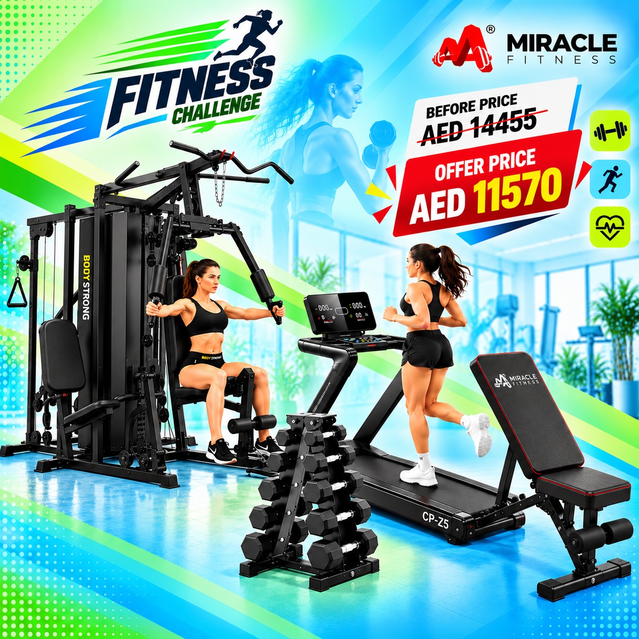 Miracle Fitness 5 Station Multi Home Gym Combo Set