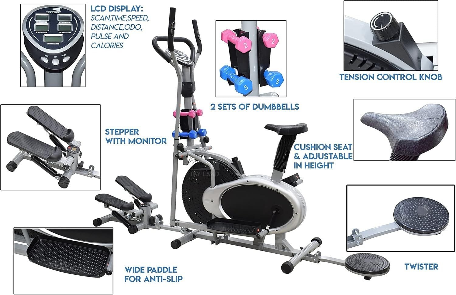 SKY Fitness Multifunctional 5-In-1 Orbitrek Exercise Bike